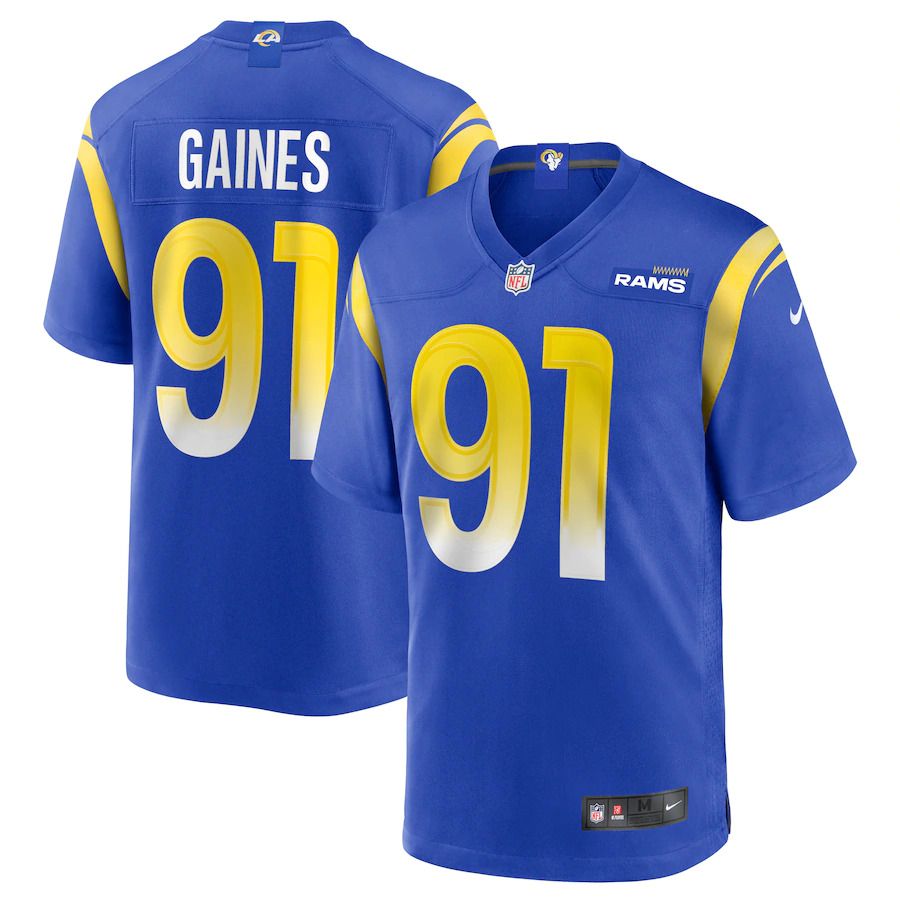 Men Los Angeles Rams #91 Greg Gaines Nike Royal Player Game NFL Jersey